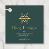 Prettige feestdagen Green Gold Modern Snowflake No Bedankjes Labels (Voorkant)