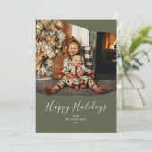 Prettige feestdagen Green Minimalist 2 Foto Feestdagenkaart (Staand voorkant)