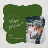 prettige feestdagen Green Photo-script kerst Feestdagenkaart (Voorkant / Achterkant)
