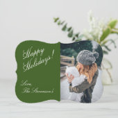 prettige feestdagen Green Photo-script kerst Feestdagenkaart (Staand voorkant)