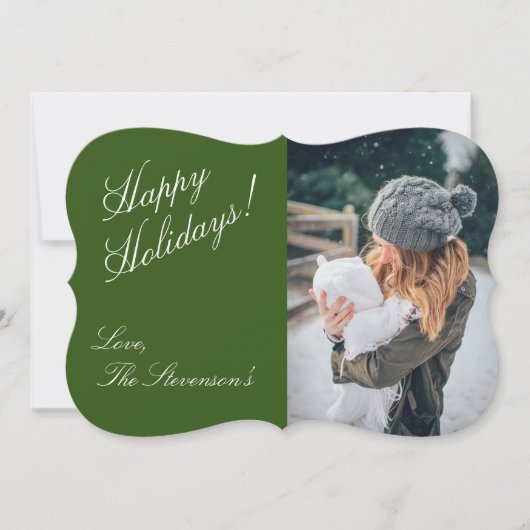 prettige feestdagen Green Photo-script kerst Feestdagenkaart (Voorkant)