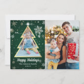 prettige feestdagen Green Red Kerstboom 2 Foto Feestdagenkaart (Voorkant)