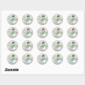 prettige feestdagen Green Snowman Script Waterverf Ronde Sticker (Vel)