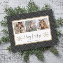 prettige feestdagen Grey Black Pset Snowflake Foto