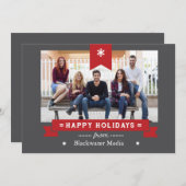 Prettige feestdagen Grijs en rood Classic Feestdagenkaart (Voorkant / Achterkant)