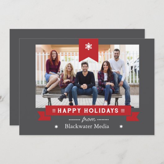 Prettige feestdagen Grijs en rood Classic Feestdagenkaart (Voorkant / Achterkant)