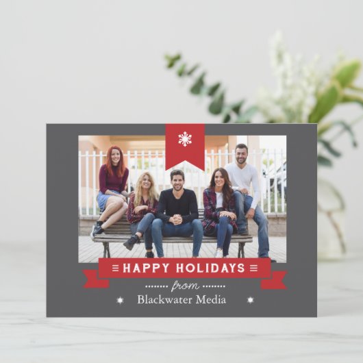 Prettige feestdagen Grijs en rood Classic Feestdagenkaart (Staand voorkant)