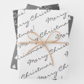 Prettige feestdagen Grijs Wit Vrolijk Kerstfeest Inpakpapier Vel (In situ)