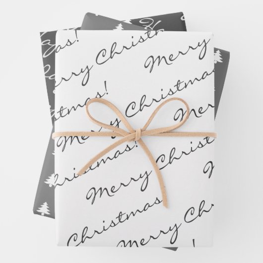 Prettige feestdagen Grijs Wit Vrolijk Kerstfeest Inpakpapier Vel (In situ)