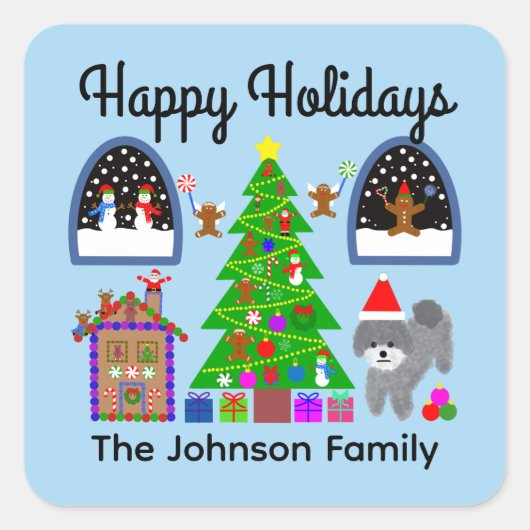 prettige feestdagen Grijze kerstmis #6 Trekkers Vierkante Sticker (Voorkant)