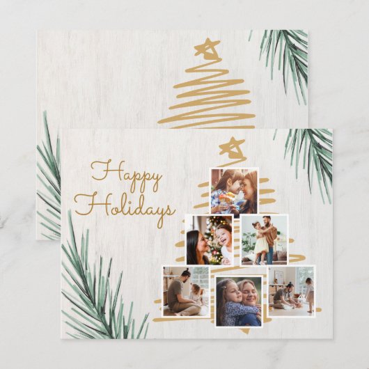 Prettige feestdagen Grijze minimalist Feestdagenkaart (Voorkant / Achterkant)