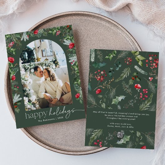 Prettige feestdagen Groen 1 Foto Botanische boog M Feestdagenkaart