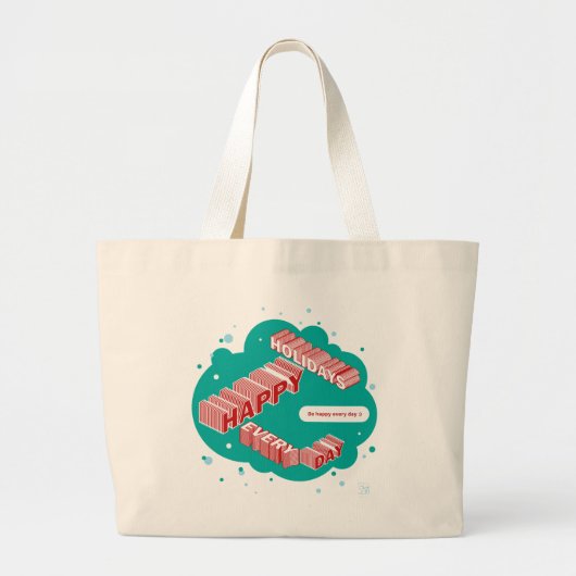 prettige feestdagen, groen en rood grote tote bag (Voorkant)