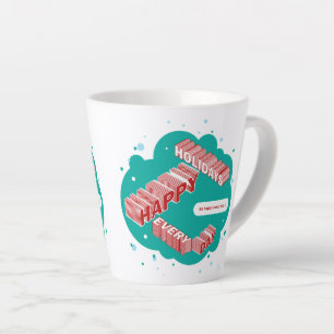 prettige feestdagen, groen en rood latte mok