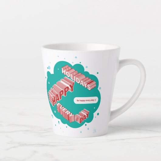 prettige feestdagen, groen en rood latte mok (Rechts)