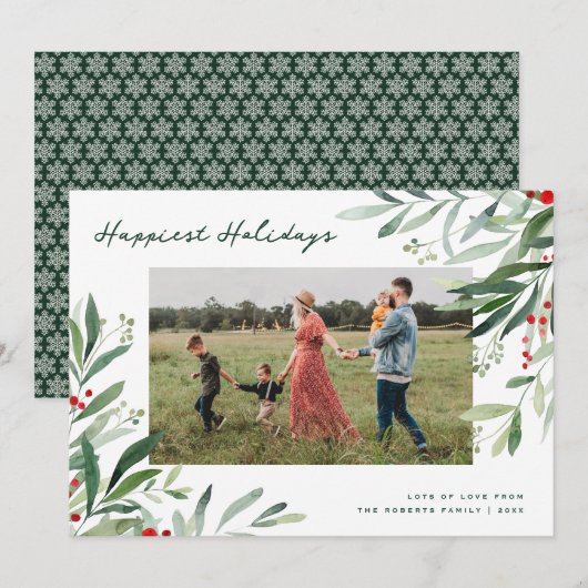 prettige feestdagen · groen lijst kerstkaart (Voorkant / Achterkant)