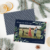 prettige feestdagen groen lijst marine kerstkaart