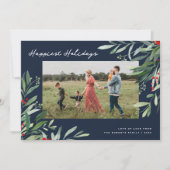 prettige feestdagen groen lijst marine kerstkaart (Voorkant)