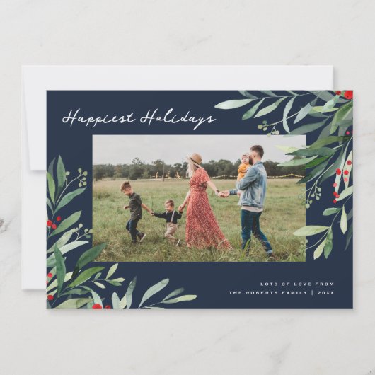 prettige feestdagen groen lijst marine kerstkaart (Voorkant)