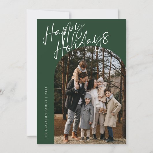 Prettige feestdagen Groen Modern Script Feestdagenkaart (Voorkant)