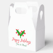 Prettige feestdagen groen rood koppel naam groen b bedankdoosjes (Geopend)