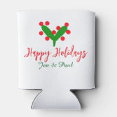 Prettige feestdagen groen rood koppel naam groen b blikjeskoeler (Achterkant)