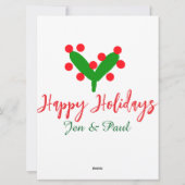 Prettige feestdagen groen rood koppel naam groen b feestdagenkaart (Achterkant)