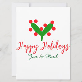 Prettige feestdagen groen rood koppel naam groen b feestdagenkaart