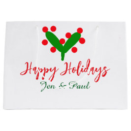 Prettige feestdagen groen rood koppel naam groen b groot cadeauzakje