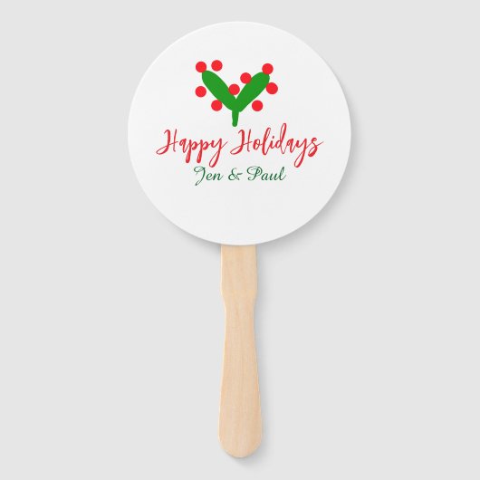 Prettige feestdagen groen rood koppel naam groen b handwaaier (Voorkant)