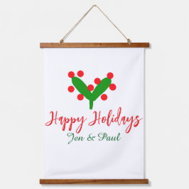 Prettige feestdagen groen rood koppel naam groen b hangend wandkleed