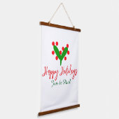 Prettige feestdagen groen rood koppel naam groen b hangend wandkleed (Gebogen)