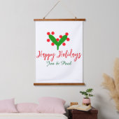 Prettige feestdagen groen rood koppel naam groen b hangend wandkleed (Slaapkamer)