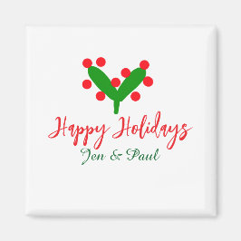 Prettige feestdagen groen rood koppel naam groen b magneet