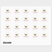 Prettige feestdagen groen rood koppel naam groen b ronde sticker (Vel)