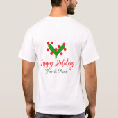Prettige feestdagen groen rood koppel naam groen b t-shirt (Achterkant)