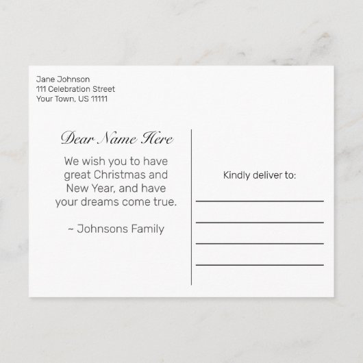 Prettige feestdagen Groen Rood Plaid Pine Aankondigingskaart (Achterkant)