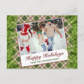 Prettige feestdagen Groen Rood Plaid Pine Aankondigingskaart (Voorkant)