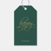 Prettige feestdagen Groen Script Kerst Cadeaulabel (Voorkant)