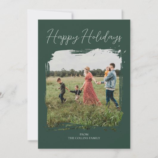 Prettige feestdagen Groen Script Moderne Minimale Feestdagenkaart (Voorkant)