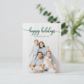 prettige feestdagen Groen script Unieke kerstfoto' Briefkaart (Staand voorkant)