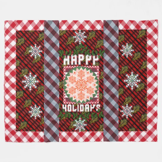 Prettige feestdagen Groene Bladparade Fleece Deken (Voorkant (Horizontaal))