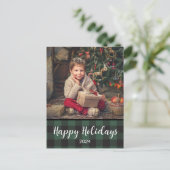 Prettige feestdagen Groene Buffel Plaid 2024 Briefkaart (Staand voorkant)