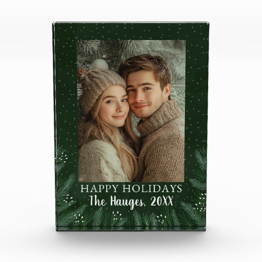 Prettige feestdagen Groene dennenboom Fotoblokken (Voorkant)