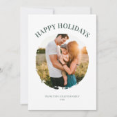 Prettige feestdagen Groene Familiefoto Moderne Ker Feestdagenkaart (Voorkant)