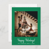 Prettige feestdagen Groene foto Briefkaart (Voorkant / Achterkant)