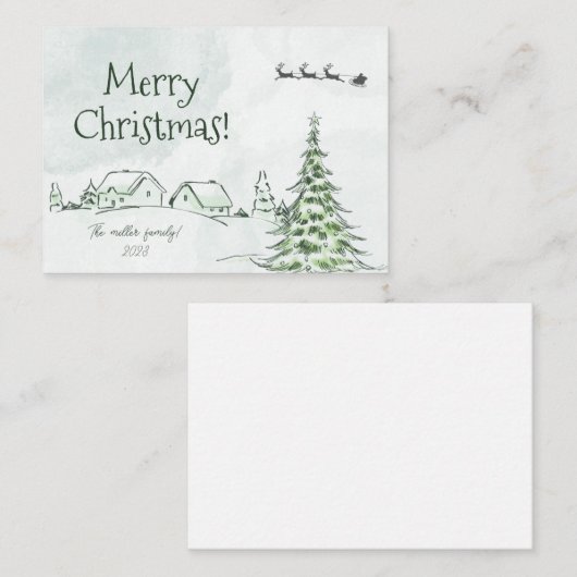 Prettige feestdagen Groene gepersonaliseerde kerst Notitiekaartje (Voorkant / Achterkant)