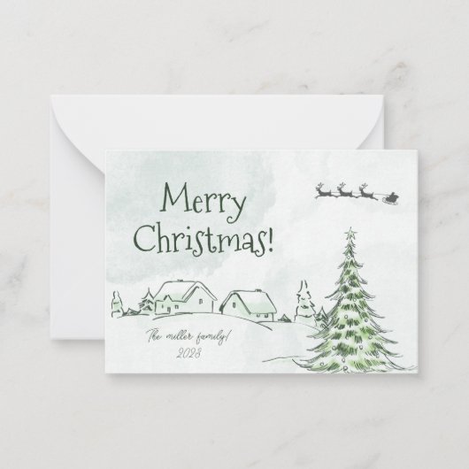 Prettige feestdagen Groene gepersonaliseerde kerst Notitiekaartje (Voorkant)