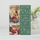 Prettige feestdagen Groene grillige hand getekend Feestdagenkaart (Staand voorkant)