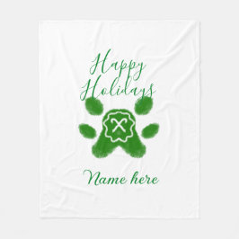 Prettige feestdagen Groene hond huisdier poot snoe Fleece Deken